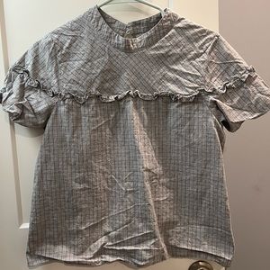 Cotton Ink Grey Blouse with Ruffle